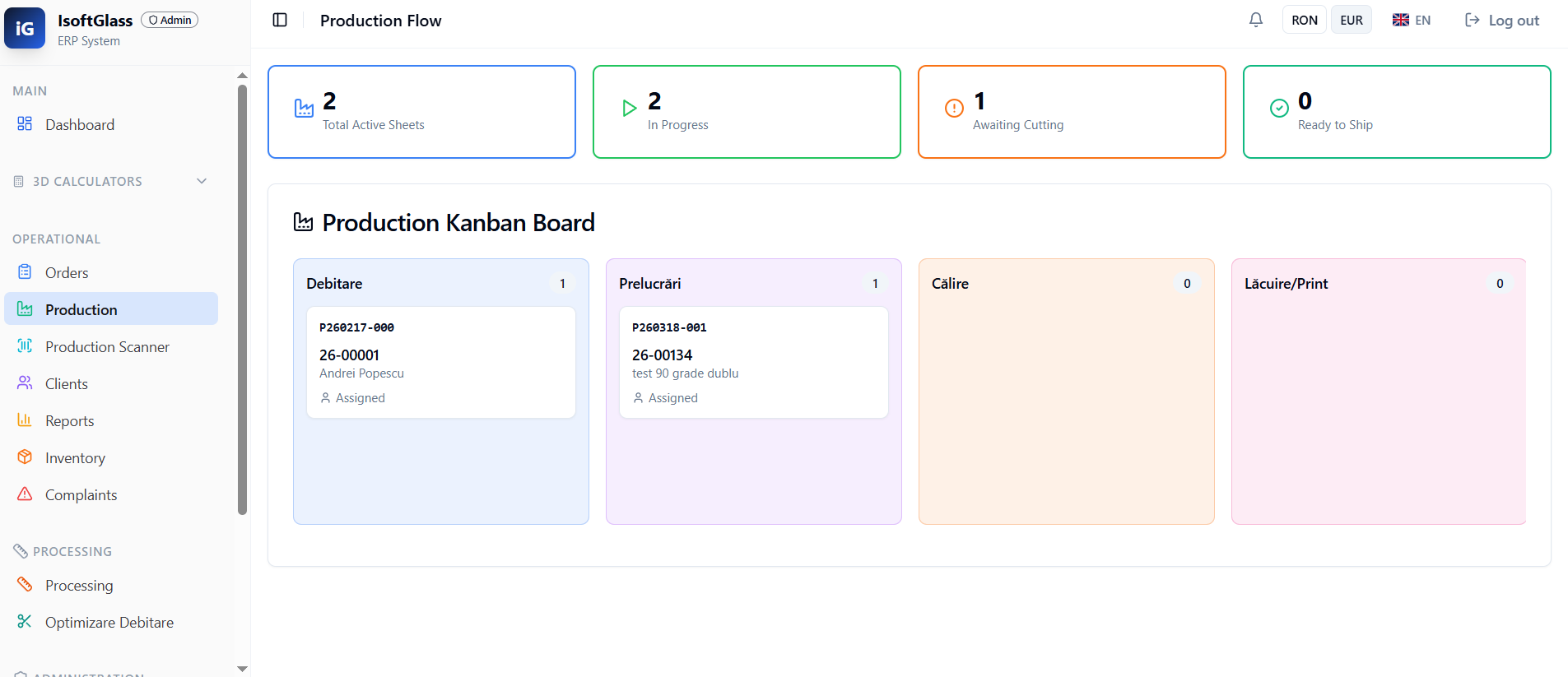 Urmărirea producției în timp real